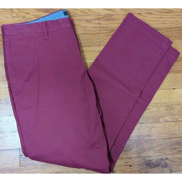 Nice 14th & Union Pants Men's 36 x 32 Burgundy Blush Slim Fit Chinos Khakis EUC - Picture 2 of 9